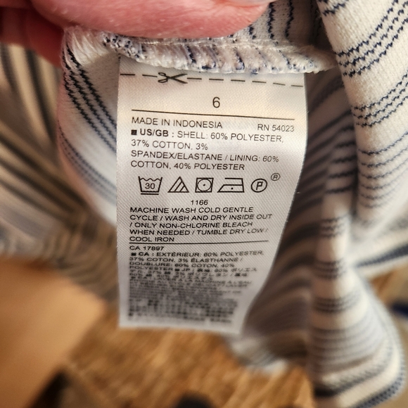 BANANA REPUBLIC FIT AND FLARE STRIPE KNIT DRESS BLUE AND CREAMY WHITE SIZE 6 NWT - Picture 2 of 8